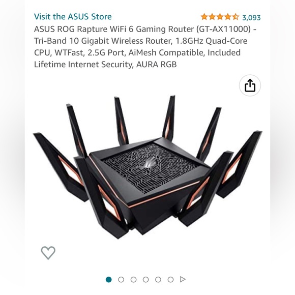 ASUS ROG Rapture WiFi 6 Gaming Router (GT-AX11000) - Picture 4 of 4